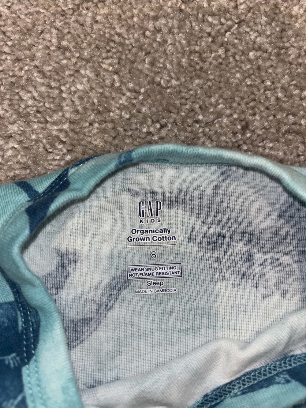 GAP Organize Teal and Navy Dinosaur Print Pajama Set